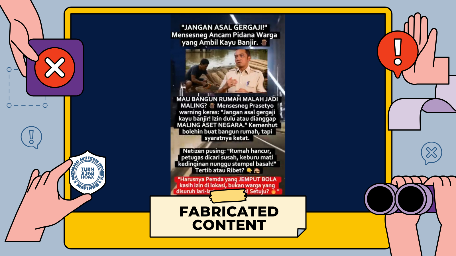 [SALAH] Mensesneg Ancam Pidana Warga yang Ambil Kayu Sisa Banjir