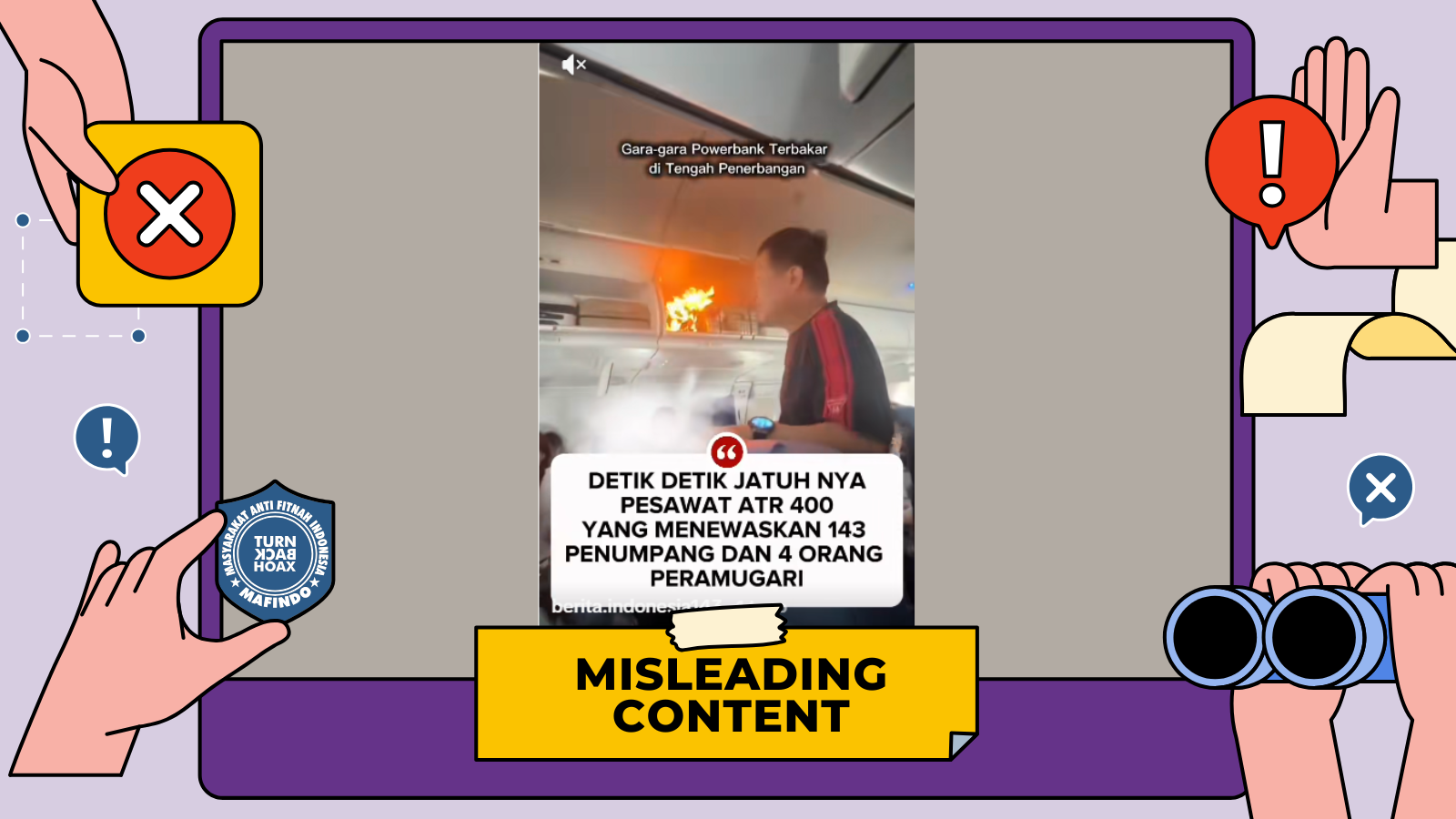 [SALAH] Video "Detik-Detik Pesawat ATR Jatuh karena Power Bank Terbakar"