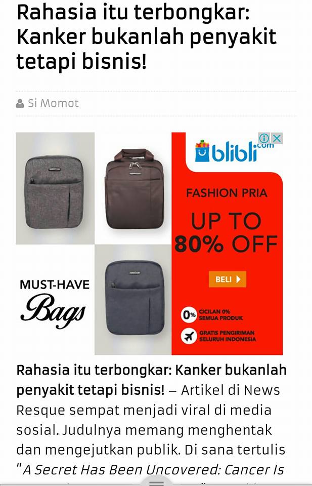 [HOAX] Laetrile alias Amygdalin adalah Vitamin B17, dan Satu-Satunya Obat Yang Diperlukan Untuk Sembuhkan Kanker