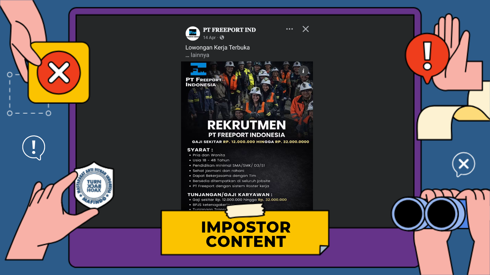 [PENIPUAN] Tautan Pendaftaran Rekrutmen Freeport Indonesia