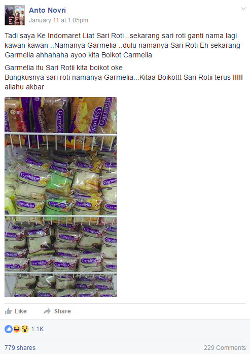 Boikot Sari Roti Yang Ganti Nama Jadi Garmelia