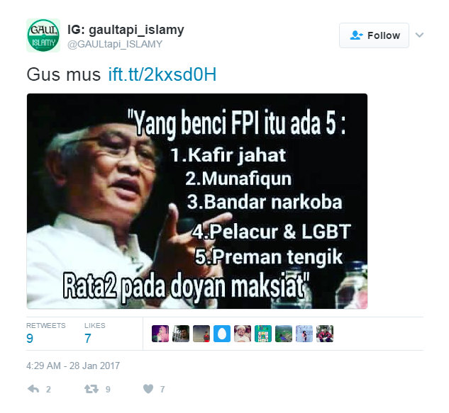 Yang Benci FPI Ada Lima (Foto Gus Mus)