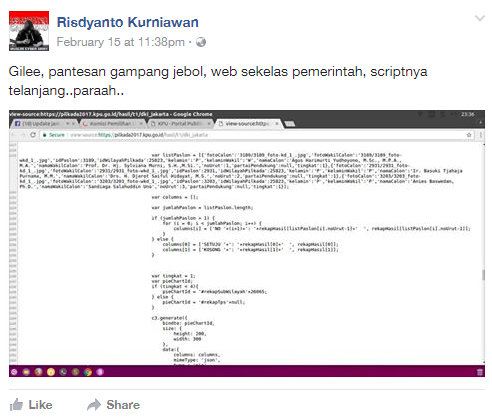Website KPU Gampang Jebol Karena Scriptnya Telanjang