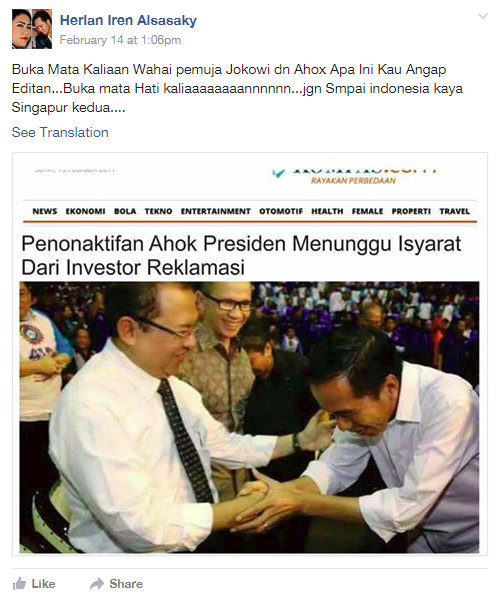 Penonaktifan Ahok Presiden Menunggu Isyarat Dari Investor Reklamasi (Foto)