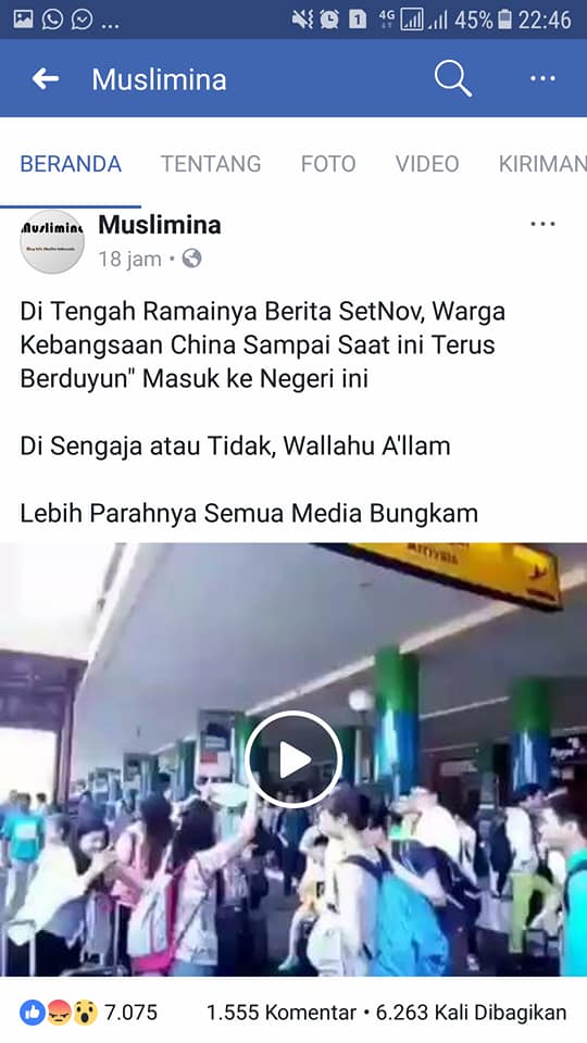 [DISINFORMASI] “Ramai Berita SetNov Warga China Terus Datang”