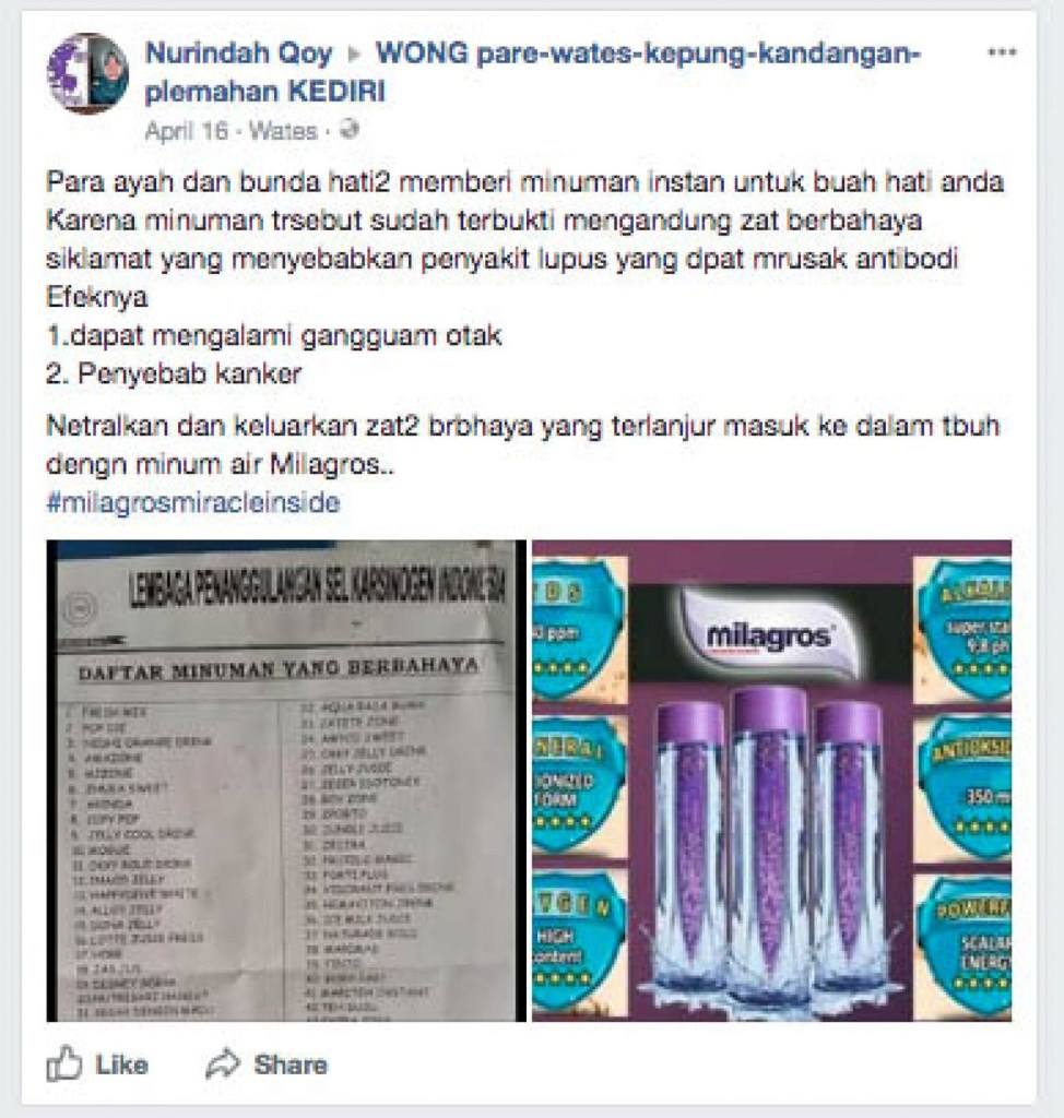 [HOAX] “Penjual Air Kesehatan Sebar Hoax Pemanis Buatan”