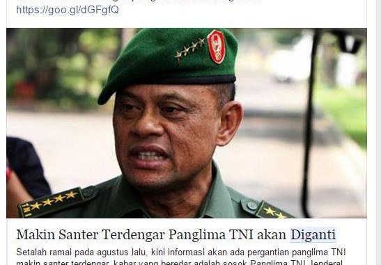 [HOAX] PANGLIMA TNI AKAN DIGANTI