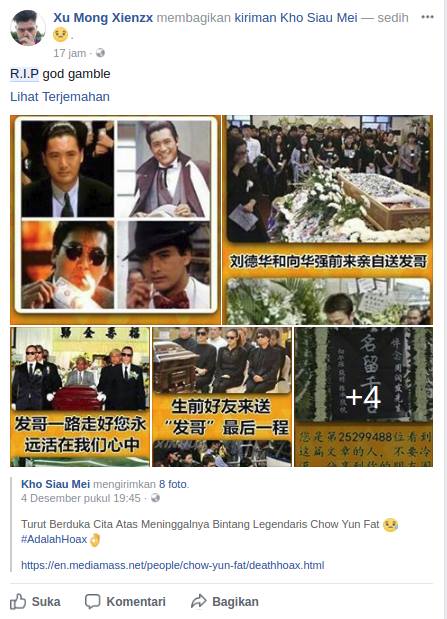[HOAX] “Aktor Chow Yun Fat Dikabarkan Meninggal”