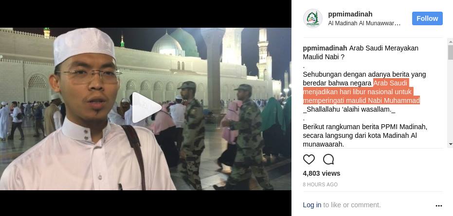 [HOAX] “Arab Saudi Mengadakan Perayaan Maulid Nabi”