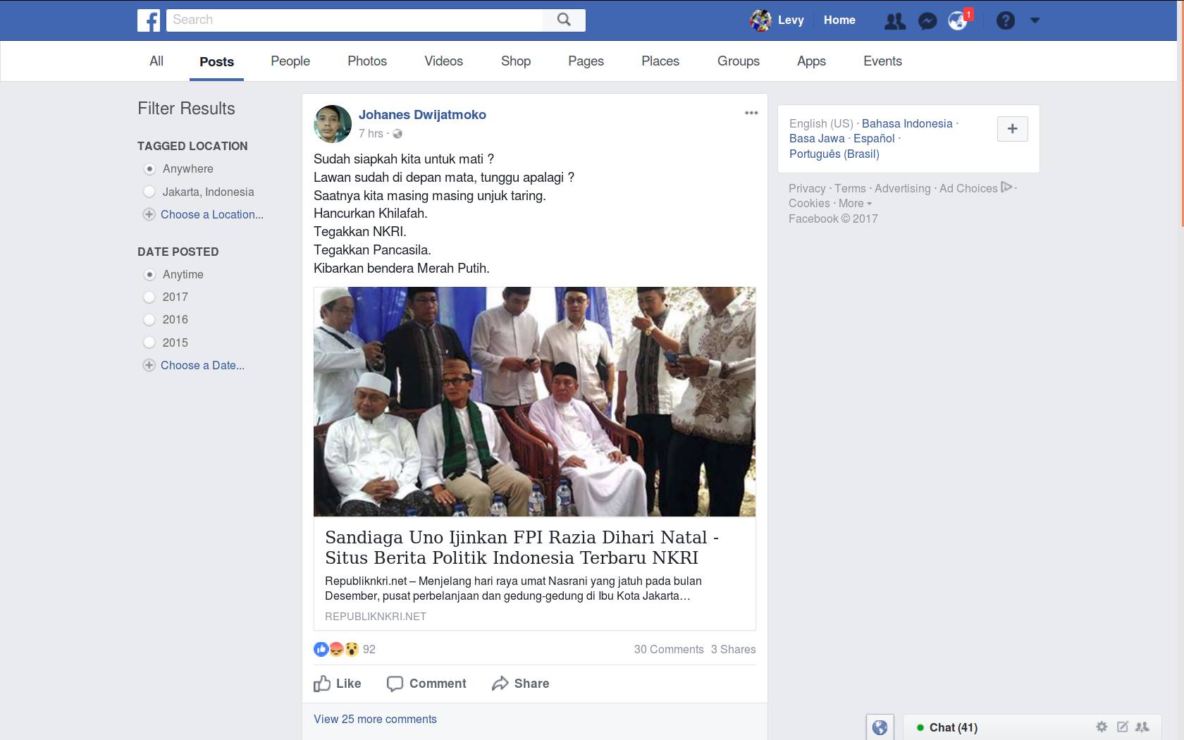 [HOAX] “Sandiaga Uno Ijinkan FPI Razia di Hari Natal”