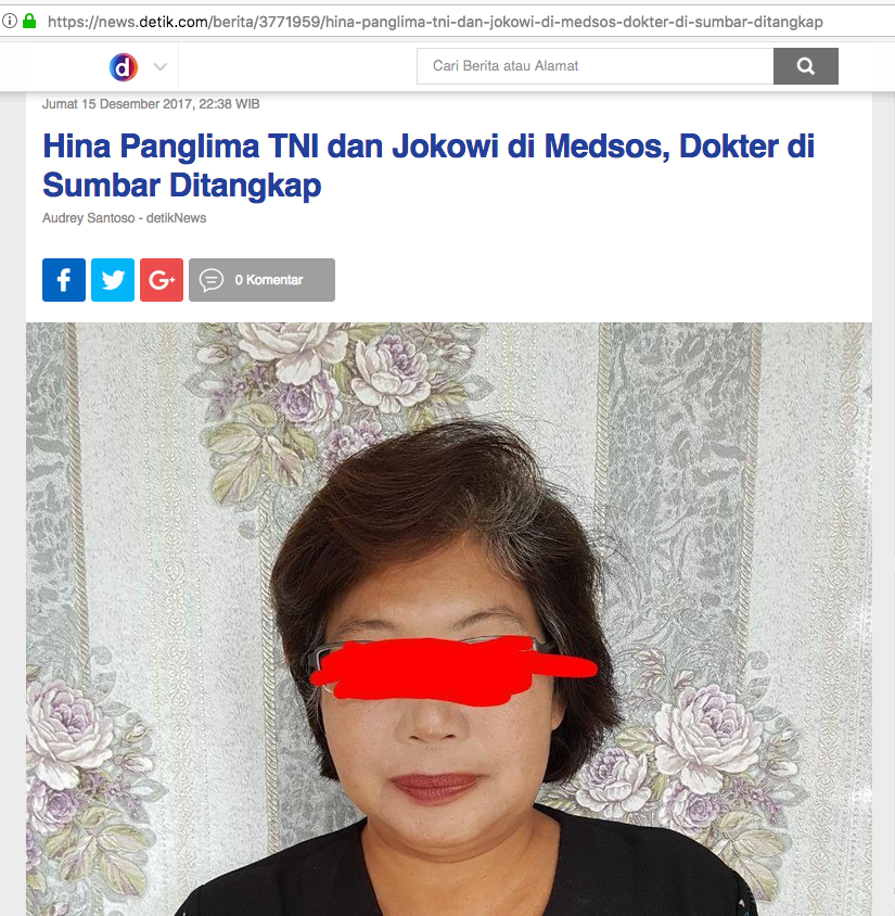 [BERITA] “Hina Panglima TNI dan Jokowi di Medsos, Dokter di Sumbar Ditangkap”
