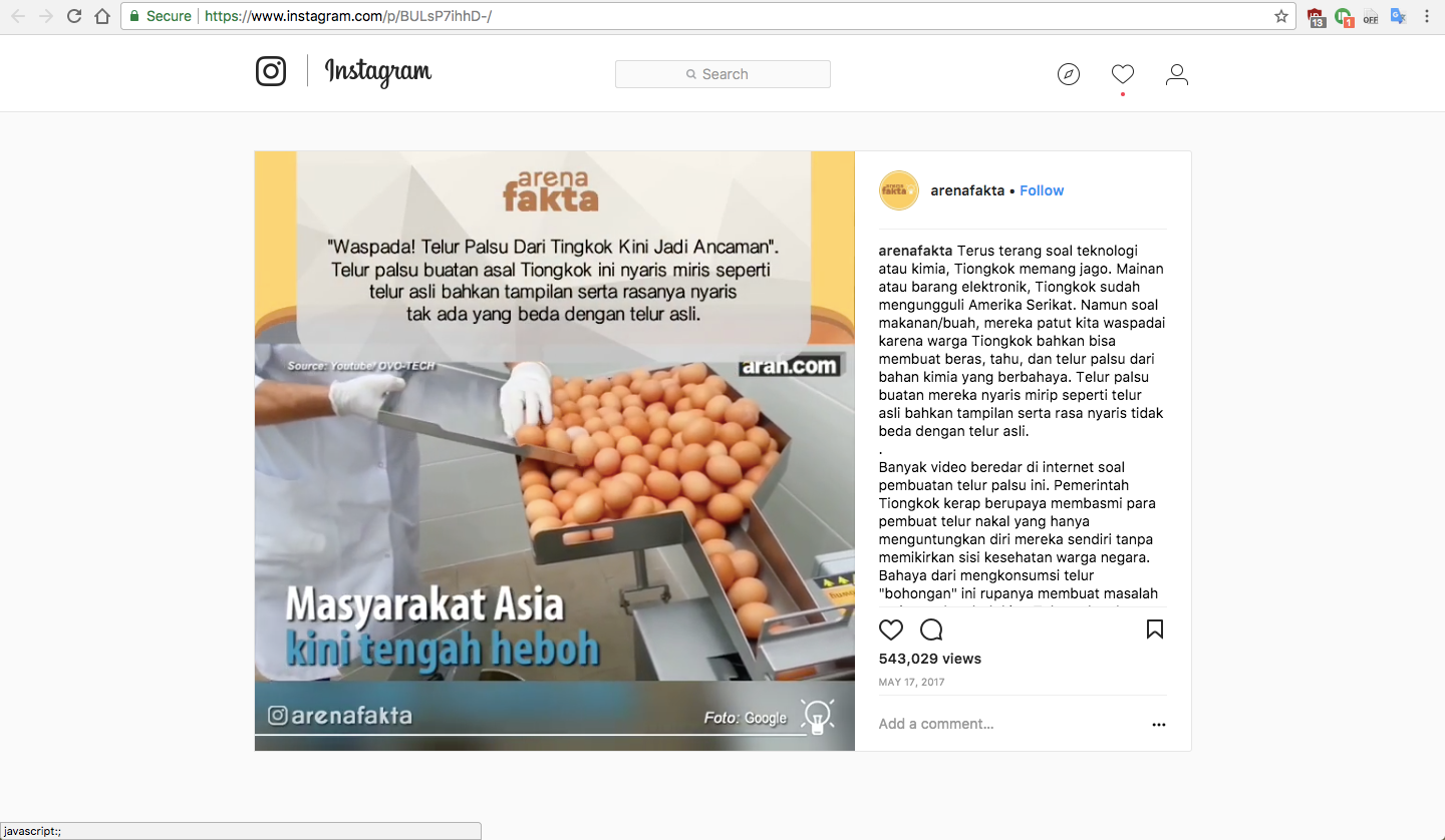 [KLARIFIKASI] “Waspada! Telur Palsu Dari Tiongkok Kini Jadi Ancaman”