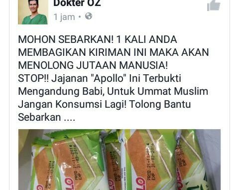 [HOAX] Produk Makanan Apollo Mengandung Babi