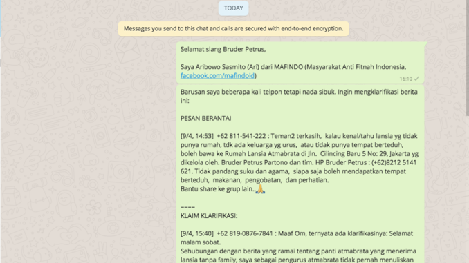 [DISINFORMASI] Bawa Langsung Lansia ke Rumah Lansia Atmabrata
