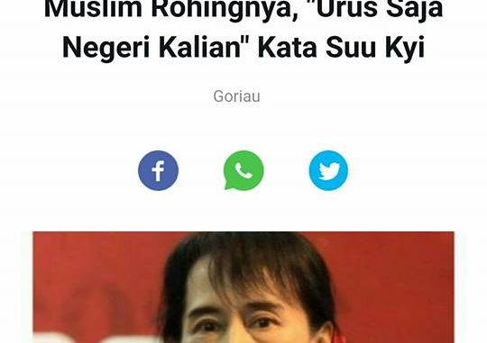 [HOAX] Indonesia Stop Bahas Soal Muslim Rohingnya, “Urus Saja Negeri Kalian” Kata Suu Kyi
