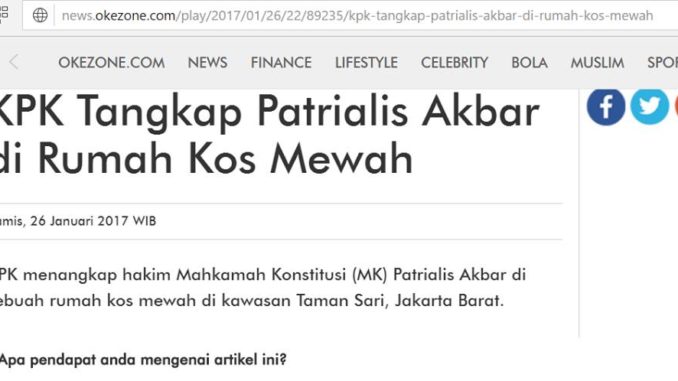 [DISINFORMASI] Patrialis Akbar Ditangkap KPK di Rumah Kos Mewah Tamansari Jakarta Barat