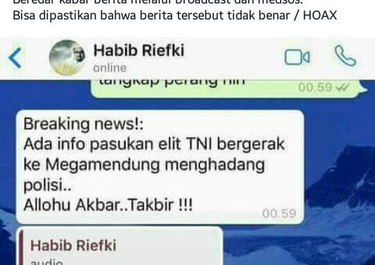 [HOAX] Tni Bergerak Ke Megamendung Untuk Menghadang Polisi Dan Lindungi Habib Rizieq