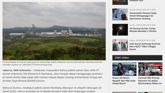 [MISINFORMASI] Pabrik Semen Rembang Diyakini Tak Ganggu Produksi Air Tanah
