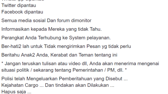 [HOAX] Pemerintah Memantau Jalur Komunikasi dan Media Sosial Masyarakat