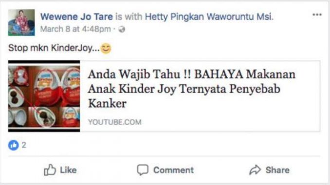 BAHAYA MAKANAN ANAK KINDER JOY BISA SEBABKAN KANKER