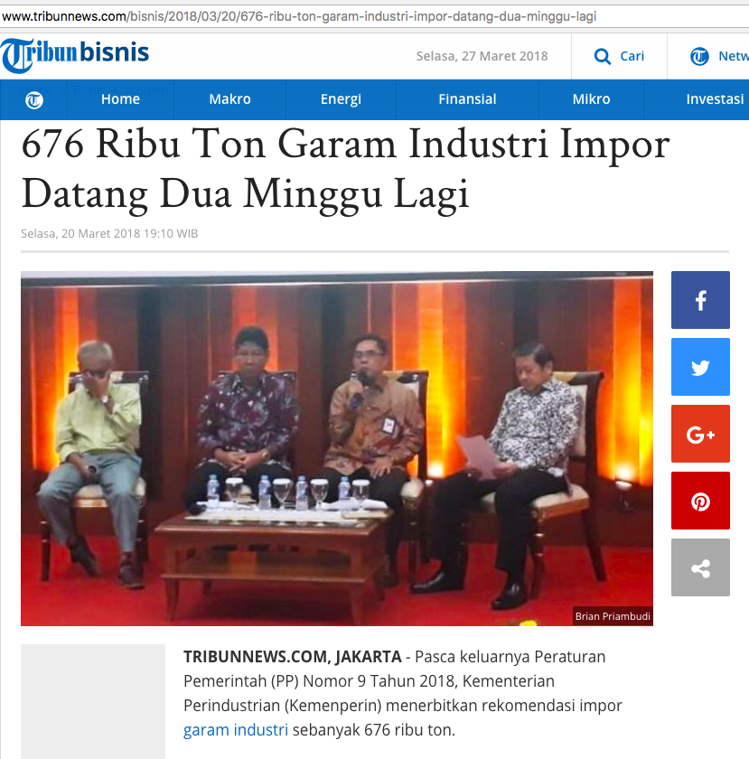 [SALAH] “Siap-siap Konsumsi Garam Impor dari China”