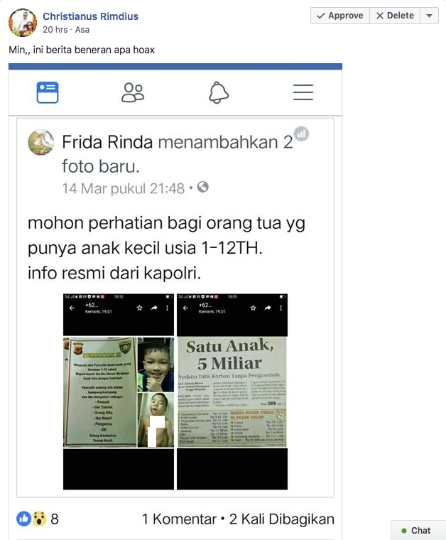 Hoaks Penculikan Anak Kecil Usia 1-12 Tahun Mengatasnamakan Kapolri
