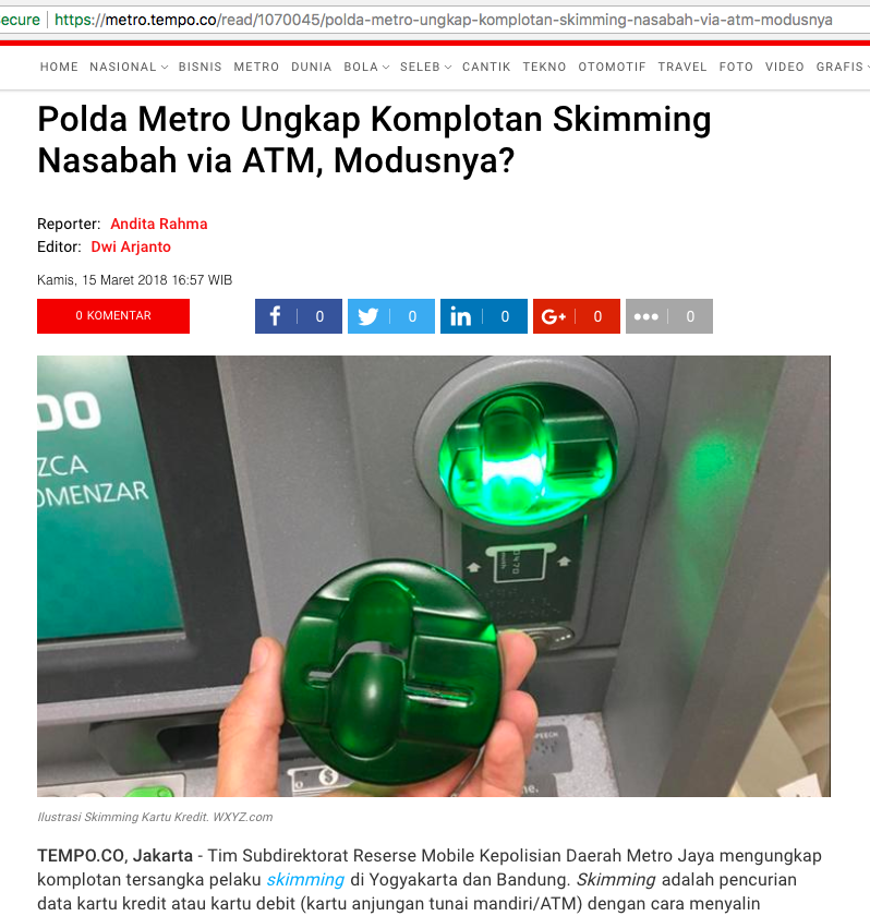 [BERITA] “Polda Metro Ungkap Komplotan Skimming Nasabah via ATM, Modusnya?”