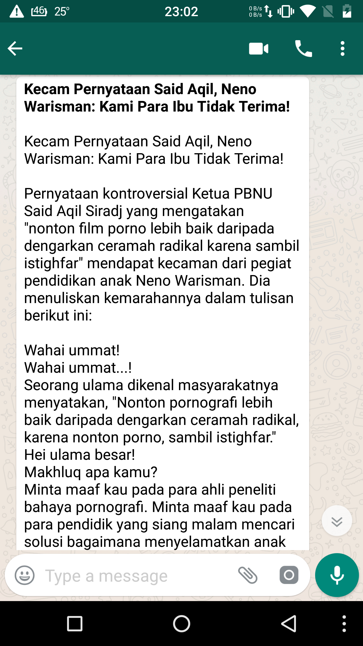 [SALAH] “Kecam Pernyataan Said Aqil, Neno Warisman: Kami Para Ibu Tidak Terima!”
