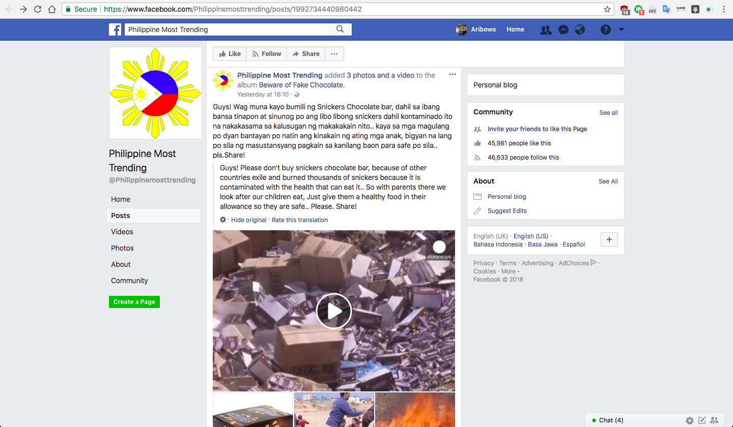 [SALAH] “Guys! Tolong Jangan Beli Cokelat Snickers”
[FALSE] “Guys! Please Don’t Buy Snickers Chocolate Bar”