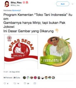 [BENAR] “Kementan Bantah Siluet Wajah yang Ada Dibungkus Plastik Bertuliskan ‘Beras Segar’ dan ‘Toko Tani Indonesia’ ialah Presiden Jokowi”
