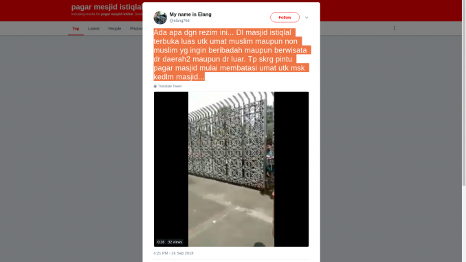[BENAR] Klarifikasi terkait Video Viral Pagar Masjid Istiqlal yang Ditutup