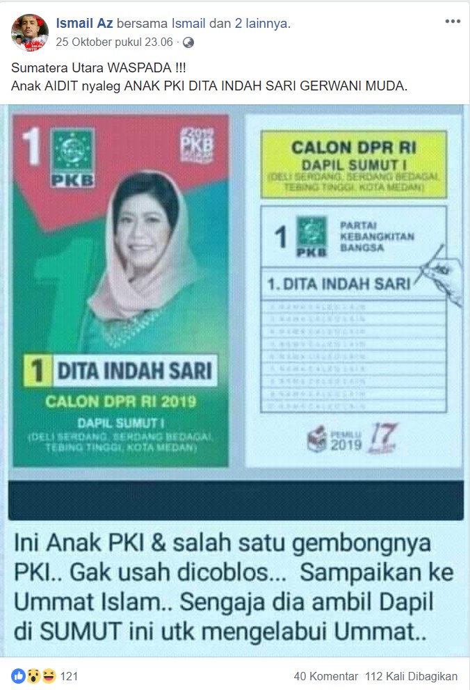 [DISINFORMASI] Dita Indah Sari Anak DN Aidit dan PKI