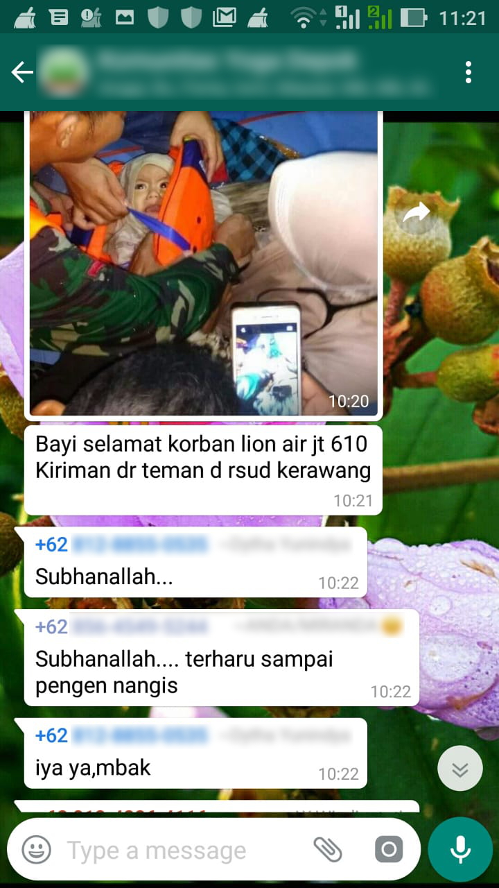 [DISINFORMASI] “Bayi selamat korban lion air jt 610”