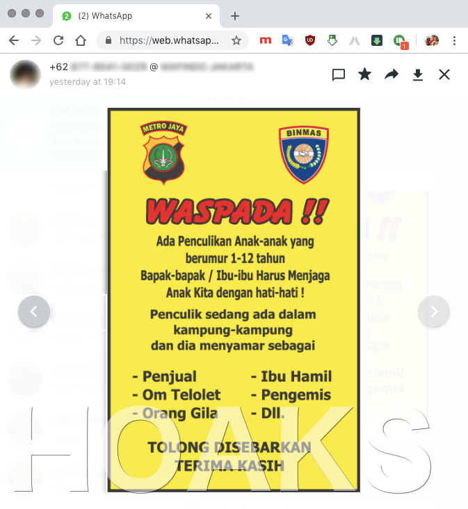 [HOAKS] Selebaran “Waspada Penculikan Anak” Berlogo Polda Jabar