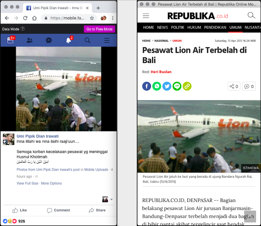 [DISINFORMASI] “Semoga korban kecelakaan pesawat yg meninggal Husnul Khotimah”