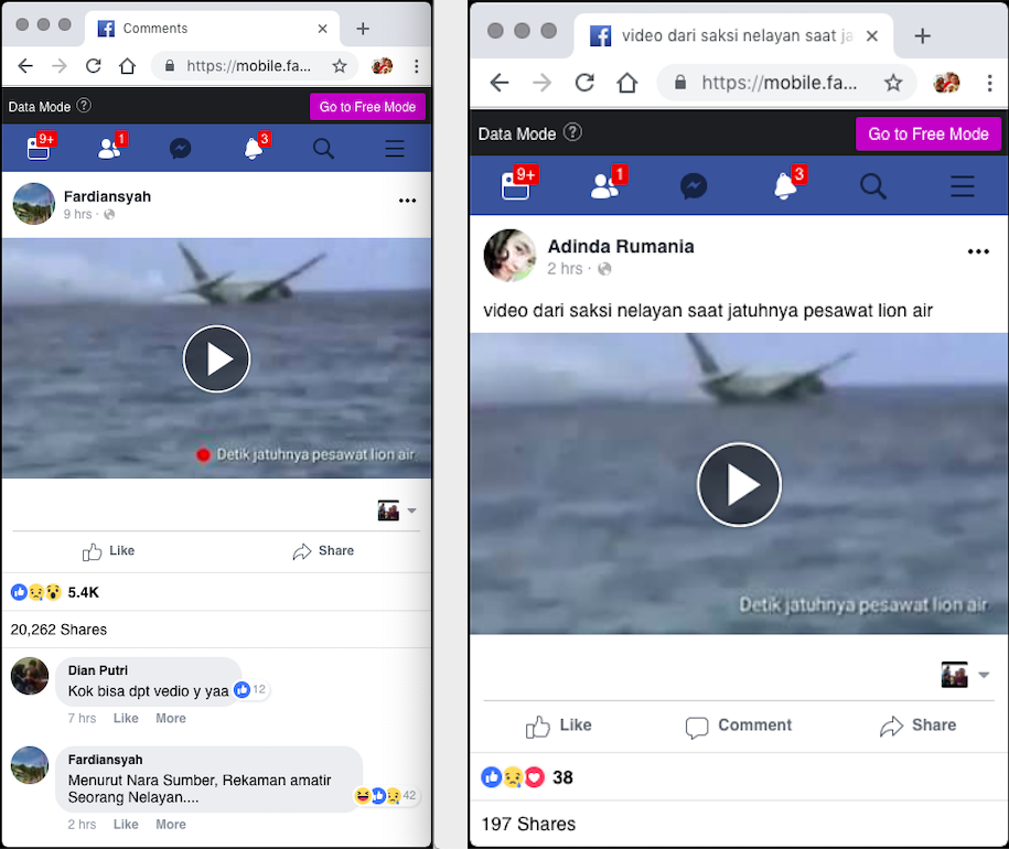 [DISINFORMASI] Video “Detik jatuhnya pesawat lion air”