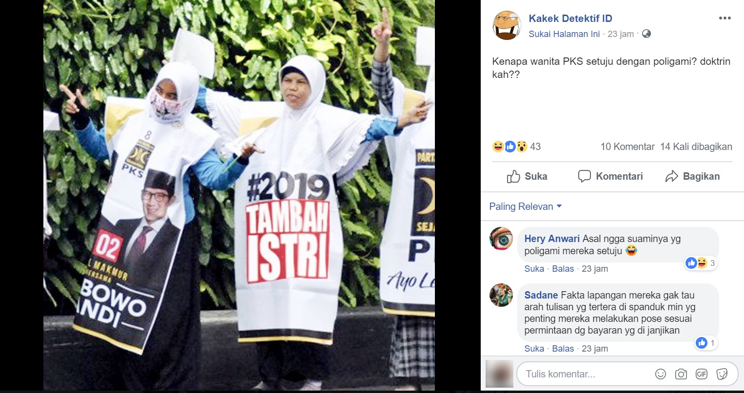 [SALAH] Foto Kader Perempuan PKS Menggunakan Atribut #2019TAMBAHISTRI