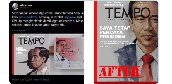 [SALAH] Cover Majalah Tempo Edisi 16 September 2019 Direvisi