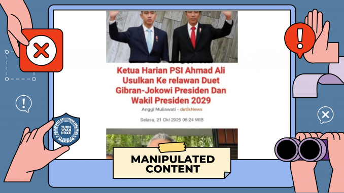 [SALAH] Ketua Harian PSI Usulkan Duet Gibran-Jokowi di Pilpres 2029